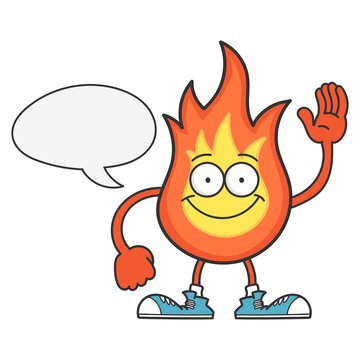 Smiling Fireball Cartoon Character Isolated