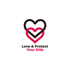 Obraz premium linked love kids protection symbol logo vector