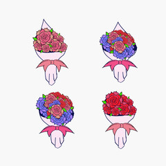 Set Of Flower Bouquet Illustration, editable vector can be used for your design elements