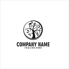 oak tree logo design template silhouette vector