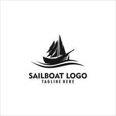 sailboat logo design silhouette vector