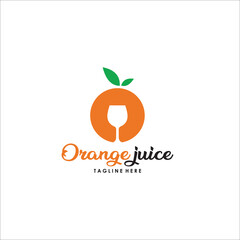 orange juice logo design template silhouette vector