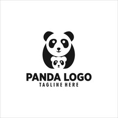panda logo design silhouette vector