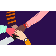 Friendsip, outbond team up illustration for no racism editable vector