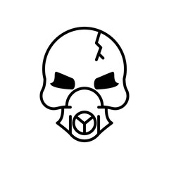 death skull head broken wearing mask line style
