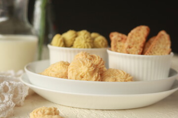 Assorted nice biscuits on the table.