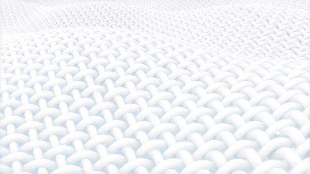 Close-up fabric fiber in underwater. fiber with spiral surface with bubble air floating up. and the Surface is a waves. 