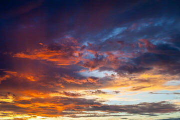 Fototapeta na wymiar Colorful dramatic sky and cloud at sunset
