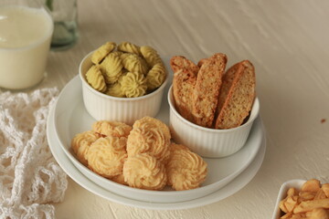 Assorted nice biscuits on the table.