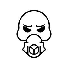death skull wearing mask line style icon