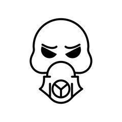 death skull wearing mask line style icon