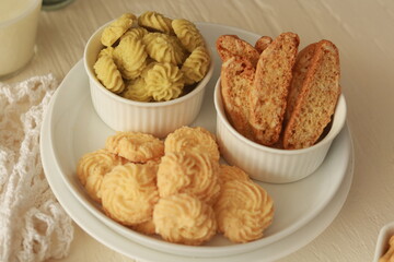 Assorted nice biscuits on the table.