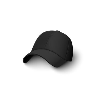 Black cap mockup isolated on white background - realistic baseball hat
