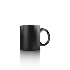 Black mug mockup isolated on white background - realistic coffee cup