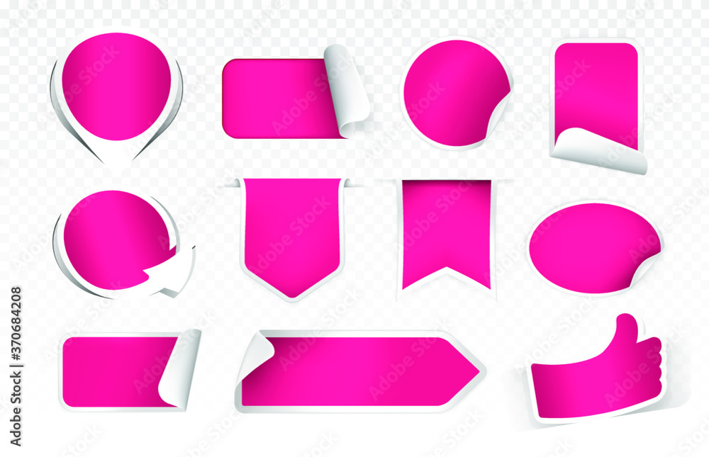 Poster realistic high quality pink labels on transparent background . isolated vector elements