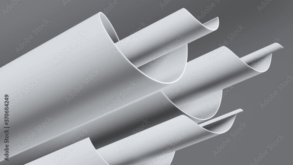 Poster 3d abstract render with twisted geometry. white color curve shap.