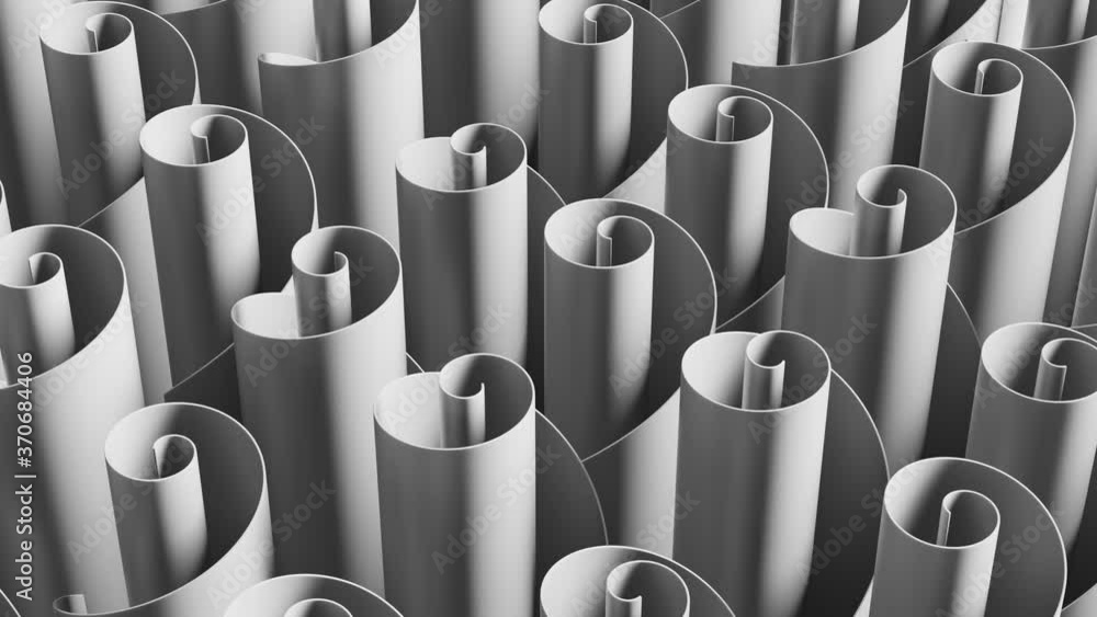 Poster 3d abstract render with twisted geometry. white color curve shape.