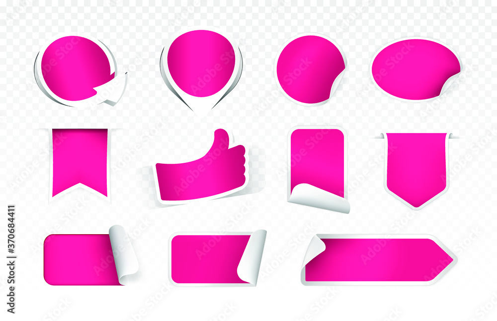 Poster realistic high quality pink labels on transparent background . isolated vector elements