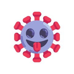 Virus Face Savoring Food flat icon, vector sign, Coronavirus emoticon stuck out tongue colorful pictogram isolated on white. Symbol, logo illustration. Flat style design