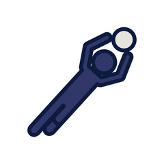 soccer sport balloon with goalkeeper line and fill style icon