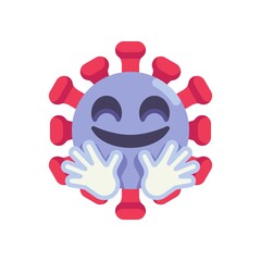 Hugging coronavirus emoticon flat icon, vector sign, Virus hugging face emoji colorful pictogram isolated on white. Symbol, logo illustration. Flat style design