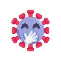 Coronavirus covering mouth emoticon flat icon, vector sign, Virus Face with Hand Over Mouth colorful pictogram isolated on white. Symbol, logo illustration. Flat style design