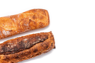 Wheat and buckwheat flour freshly baguettes