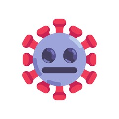 Fototapeta premium Neutral coronavirus emoticon flat icon, vector sign, Virus Neutral Face colorful pictogram isolated on white. Symbol, logo illustration. Flat style design