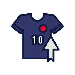 soccer captain team shirt with arrow in line and fill style icon