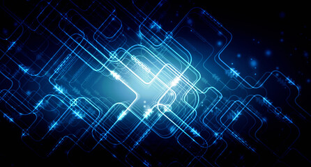 2d illustration Abstract futuristic electronic circuit technology background