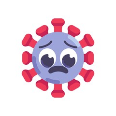 Unhappy coronavirus emoticon flat icon, vector sign, Virus Pleading Face colorful pictogram isolated on white. Symbol, logo illustration. Flat style design