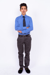 Portrait of young handsome Indian teenage boy as businessman