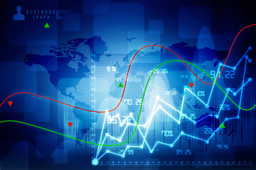 2d rendering Stock market online business concept. business Graph 