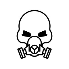 skull head wearing mask line style icon