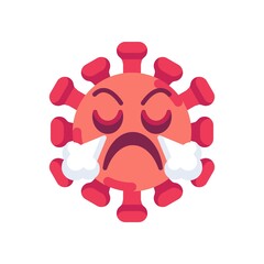 Angry Coronavirus emoticon with crossed eyes flat icon, vector sign, Face with steam from nose colorful pictogram isolated on white. Symbol, logo illustration. Flat style design