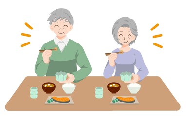 楽しく食事をする高齢者のイラスト 60 S Wall Mural 60 Sayukichi