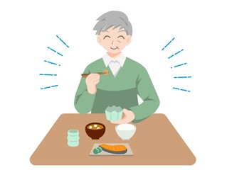 脳の病気で食欲がない高齢者のイラスト 60 S Wall Mural 60 Sayukichi