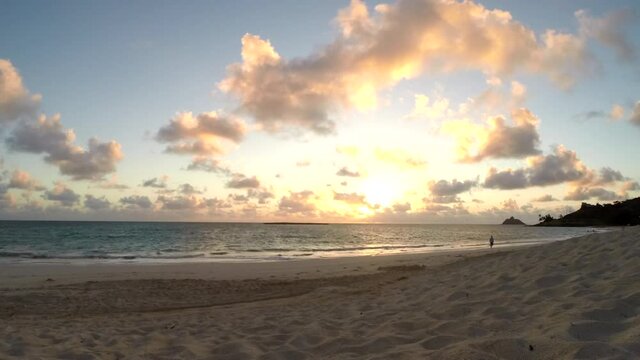 Timelapse of sunrise from beach in Kailua, Oahu, Hawaii