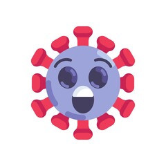 Surprised coronavirus emoticon flat icon, vector sign, Virus Astonished Face colorful pictogram isolated on white. Symbol, logo illustration. Flat style design