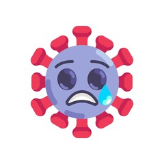 Sad coronavirus emoticon flat icon, vector sign, Crying virus face colorful pictogram isolated on white. Symbol, logo illustration. Flat style design
