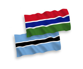 Flags of Republic of Gambia and Botswana on a white background
