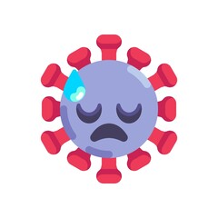 Coronavirus cold sweat emoticon flat icon, vector sign, Downcast face with sweat colorful pictogram isolated on white. Symbol, logo illustration. Flat style design
