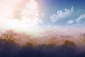 Fototapeta na wymiar Cloudscapes with sunlight