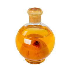 Pear brandy with pear in the bottle. Serbian rakia named Viljamovka - 370687213