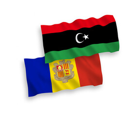 Flags of Andorra and Libya on a white background