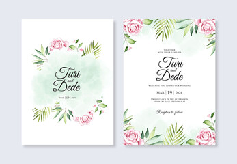 Beautiful floral watercolor for wedding invitation template