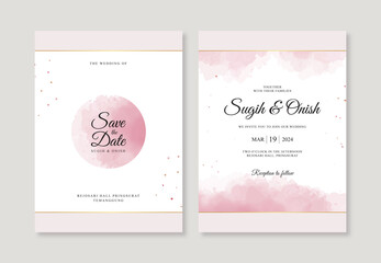 Wedding invitation template with beautiful watercolor splash