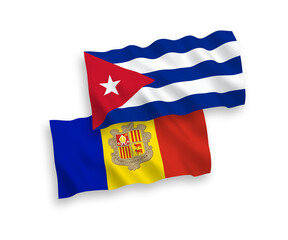 Flags of Andorra and Cuba on a white background