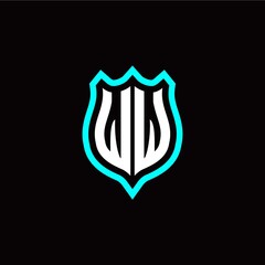 Initial W W letter with shield style logo template vector