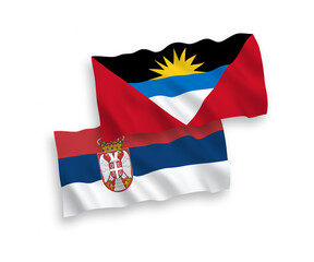 Flags of Antigua and Barbuda and Serbia on a white background